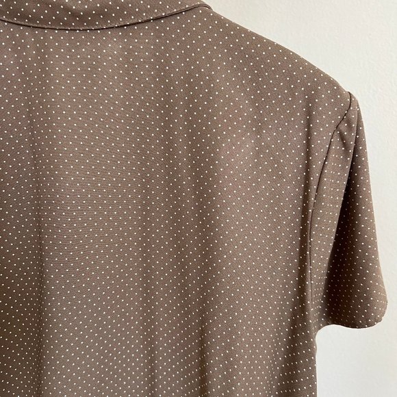 Vintage Blue Women's Size L Dusty Rose Polka Dot Collared Tie Waist Midi Dress - Picture 8 of 11